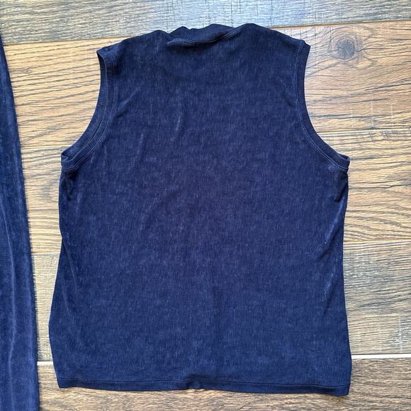 Vintage Chico’s Private Edition Blue Mock Neck Tank & Maxi Skirt Set Size 1 - Picture 3 of 8